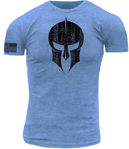 Spartan Hoplite Warrior Helmet Distressed Print on Performance Blend T-Shirt