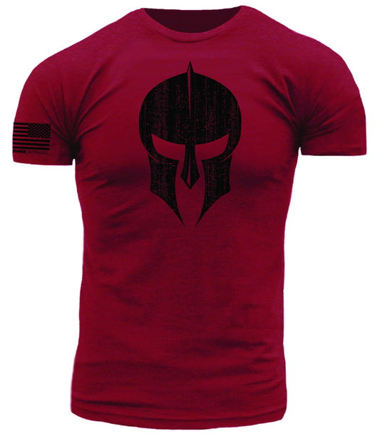 Spartan Hoplite Warrior Helmet Distressed Print on Performance Blend T-Shirt