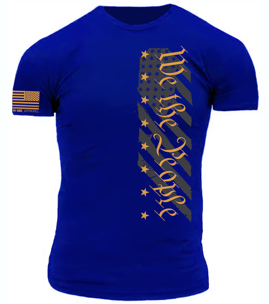 We the People Offset Distressed American Flag - Royal Blue