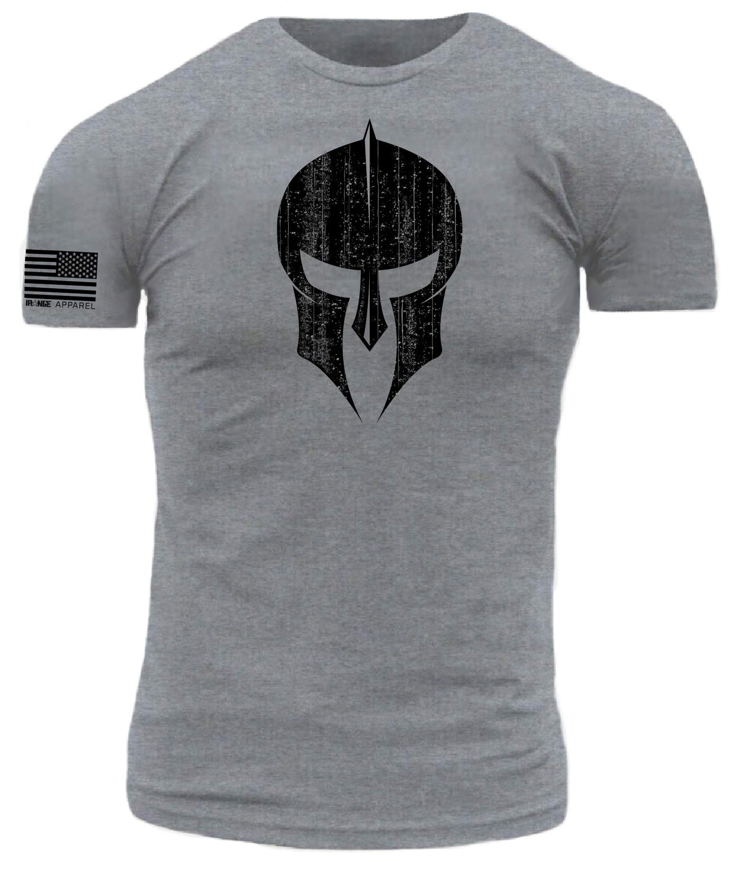 Spartan Hoplite Warrior Helmet Distressed Print on Performance Blend T-Shirt