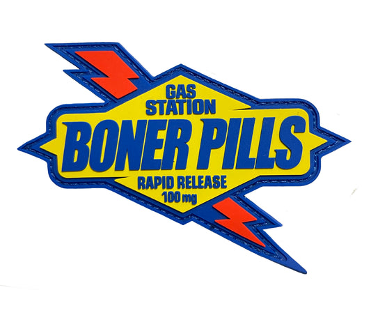 Fueled by Gas Station Boner Pills 3D Molded PVC Morale Patch with Velcro Backing