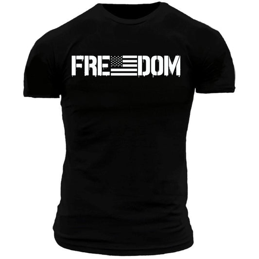 Freedom Distressed Stencil Men's Graphic T-Shirt
