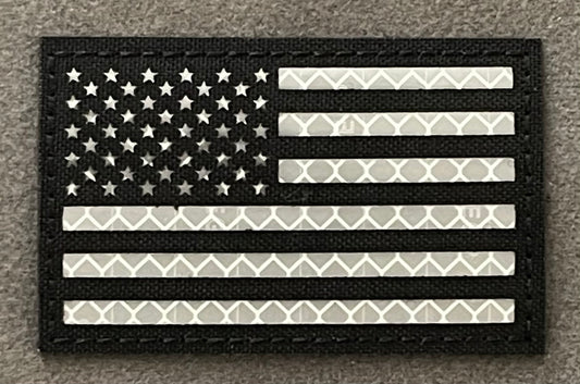 American Flag Patch - Reflective Black / White
