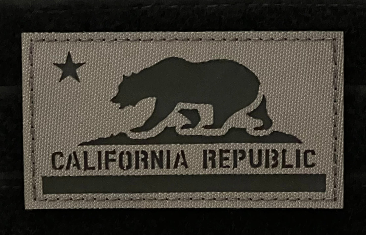 California State Flag Patch - Reflective Wolf Gray / Black