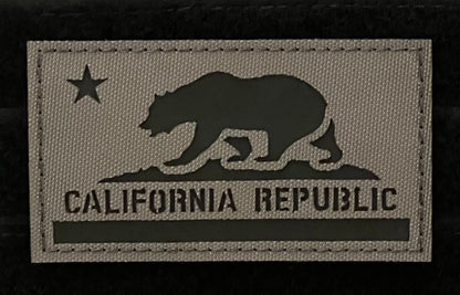 California State Flag Patch - Reflective Wolf Gray / Black