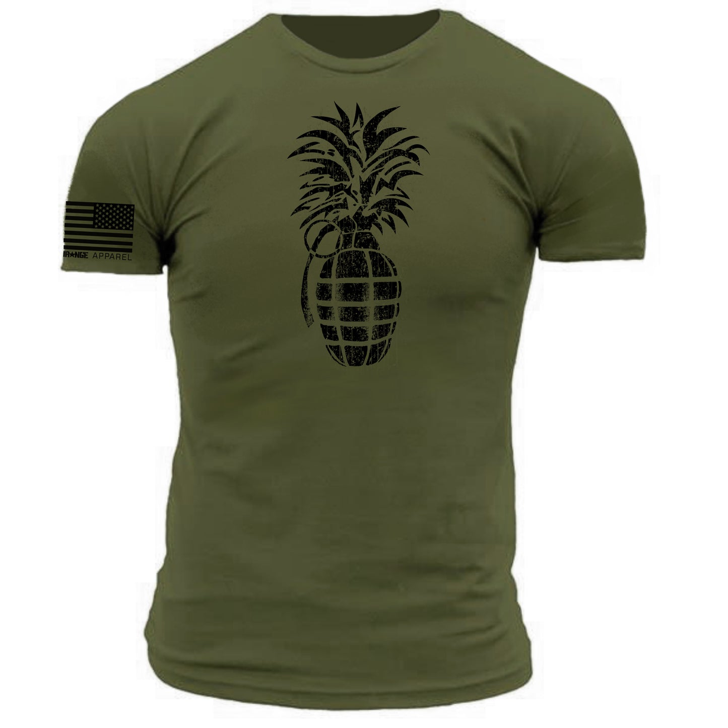 Pineapple Grenade Vintage Style Distressed Black Stencil Print