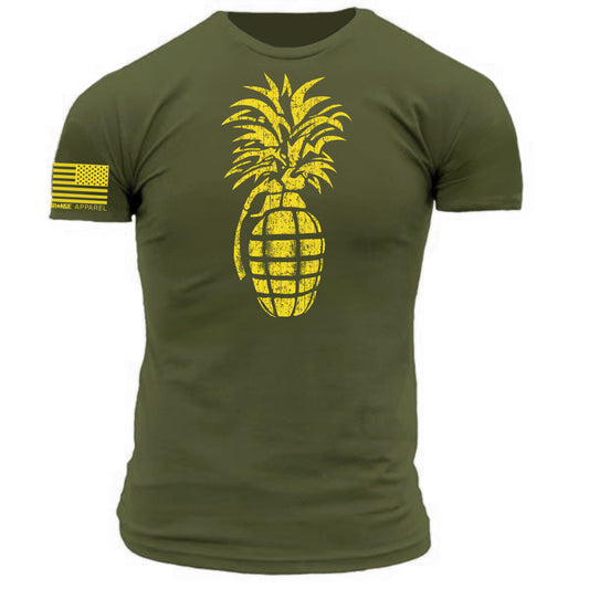 Pineapple Grenade Vintage Style Distressed Stencil Print